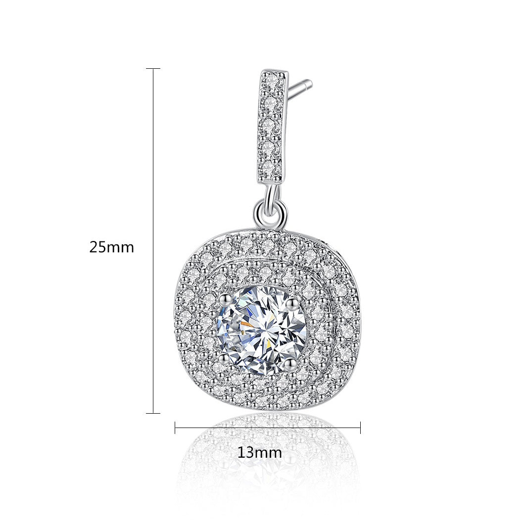 White Gold Plated Cubic Zirconia Drop Dangle Earrings AAA359