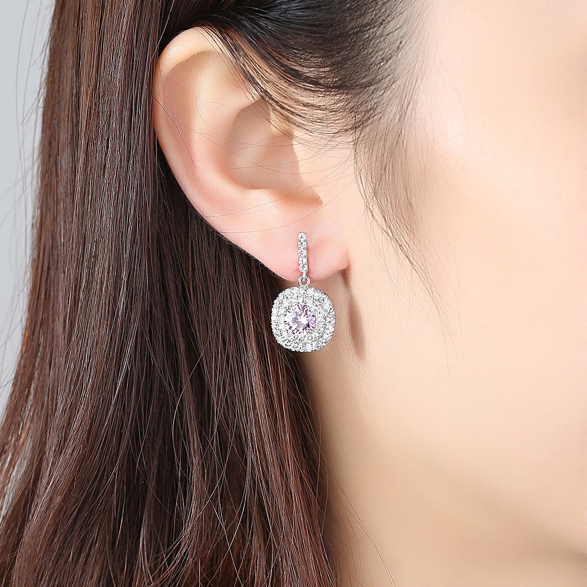 White Gold Plated Cubic Zirconia Drop Dangle Earrings AAA359