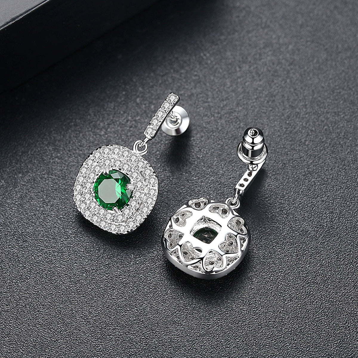 White Gold Plated Cubic Zirconia Drop Dangle Earrings AAA359
