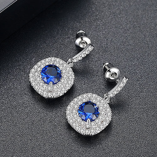 White Gold Plated Cubic Zirconia Drop Dangle Earrings AAA359