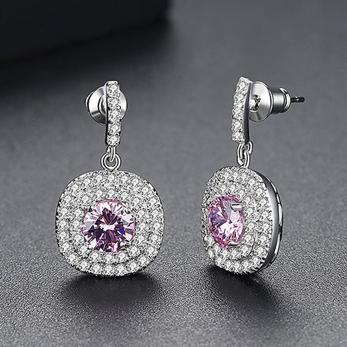 White Gold Plated Cubic Zirconia Drop Dangle Earrings AAA359