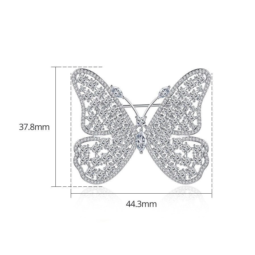 White Gold Plated Cubic Zirconia Butterfly Brooch AAA384