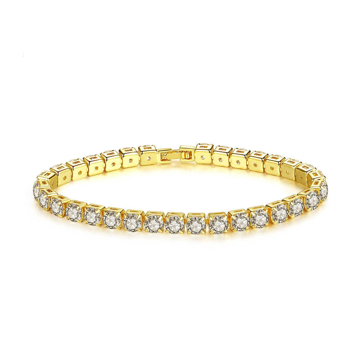Gold Plated Cubic Zirconia Cup Chain Tennis Bracelet AAA636