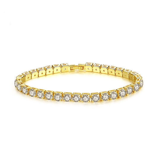 Gold Plated Cubic Zirconia Cup Chain Tennis Bracelet AAA636