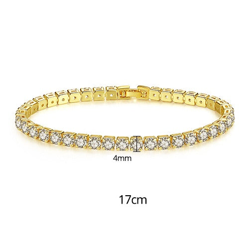 Gold Plated Cubic Zirconia Cup Chain Tennis Bracelet AAA636