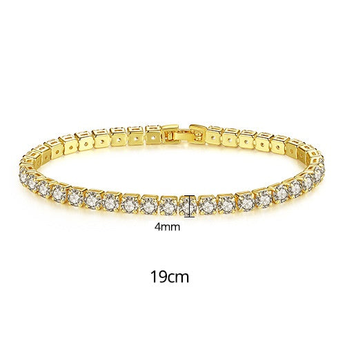 Gold Plated Cubic Zirconia Cup Chain Tennis Bracelet AAA636