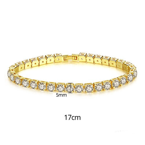 Gold Plated Cubic Zirconia Cup Chain Tennis Bracelet AAA636