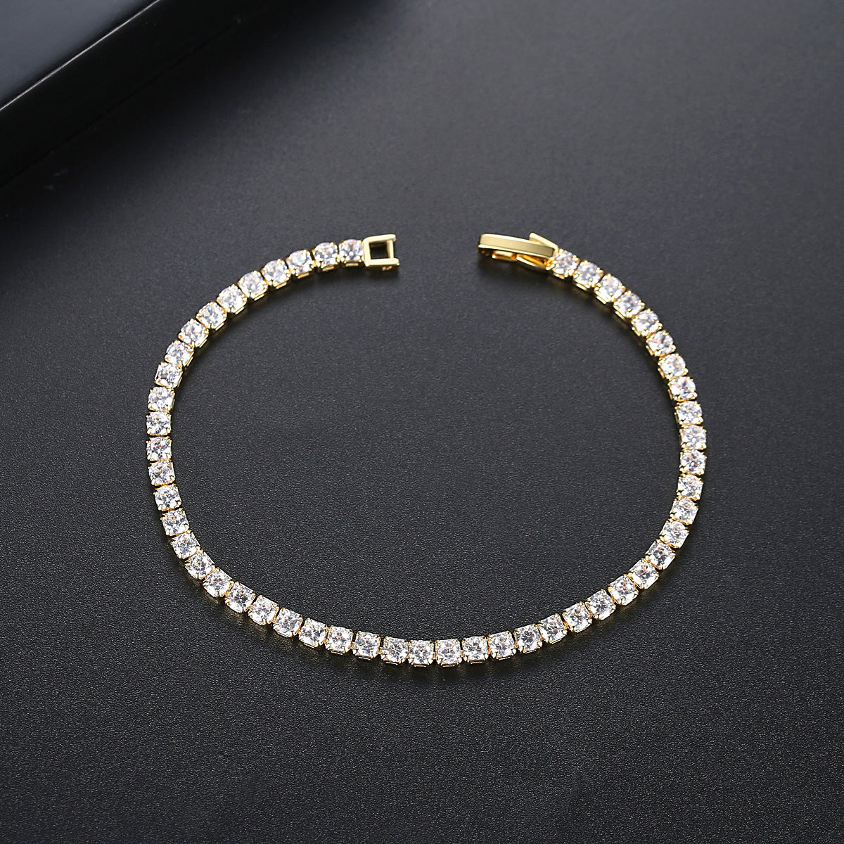 Gold Plated Cubic Zirconia Cup Chain Tennis Bracelet AAA636