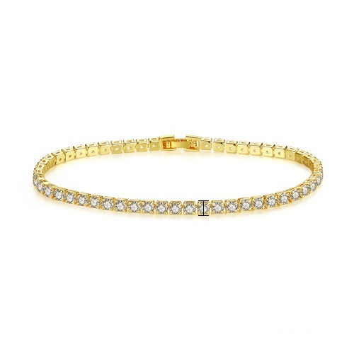 Gold Plated Cubic Zirconia Cup Chain Tennis Bracelet AAA636
