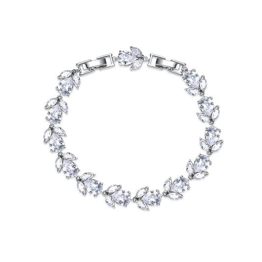 Luxury Pear & Marquise Cubic Zirconia Floral Bracelet AAA668
