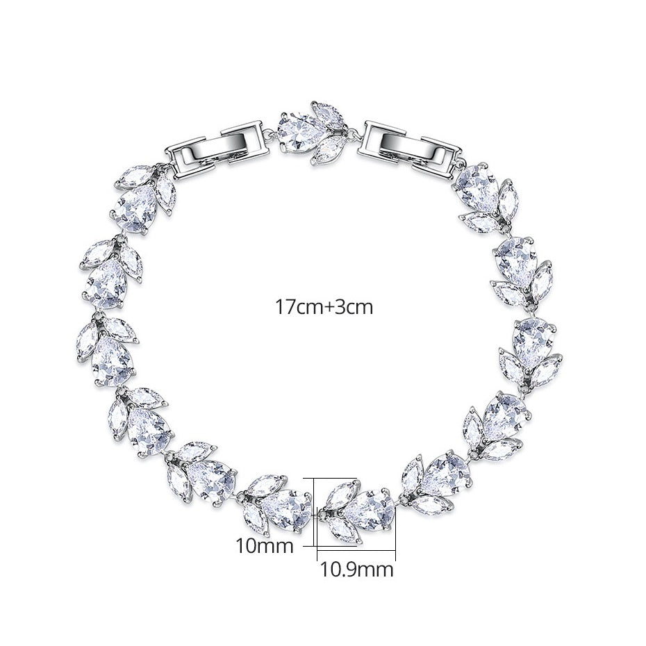 Luxury Pear & Marquise Cubic Zirconia Floral Bracelet AAA668