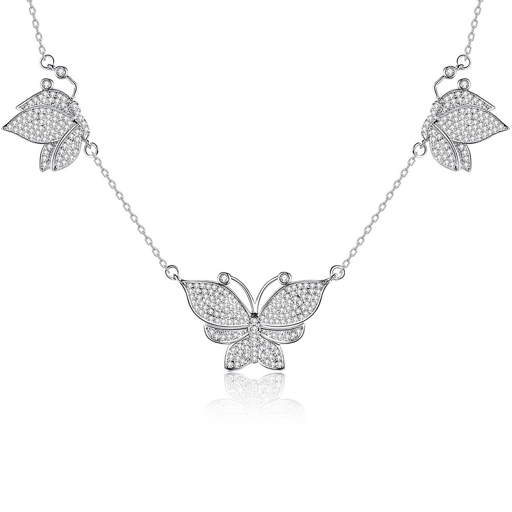 White Gold Plated Butterfly Cubic Zirconia Necklace AAA910
