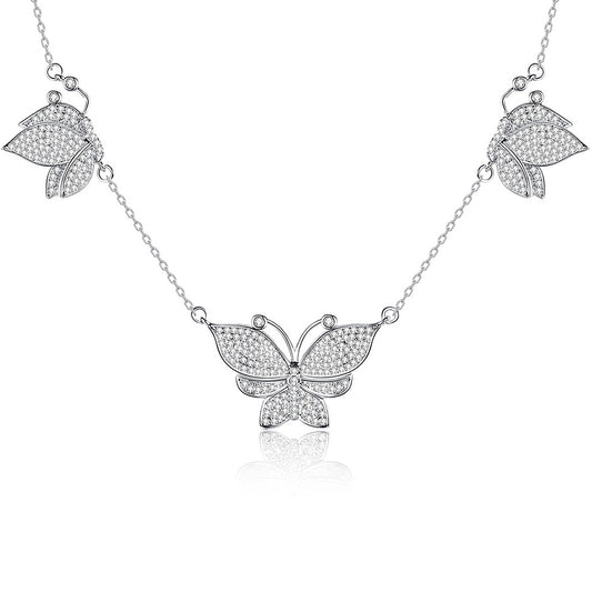 White Gold Plated Butterfly Cubic Zirconia Necklace AAA910