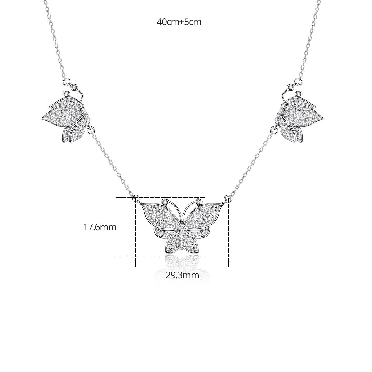 White Gold Plated Butterfly Cubic Zirconia Necklace AAA910