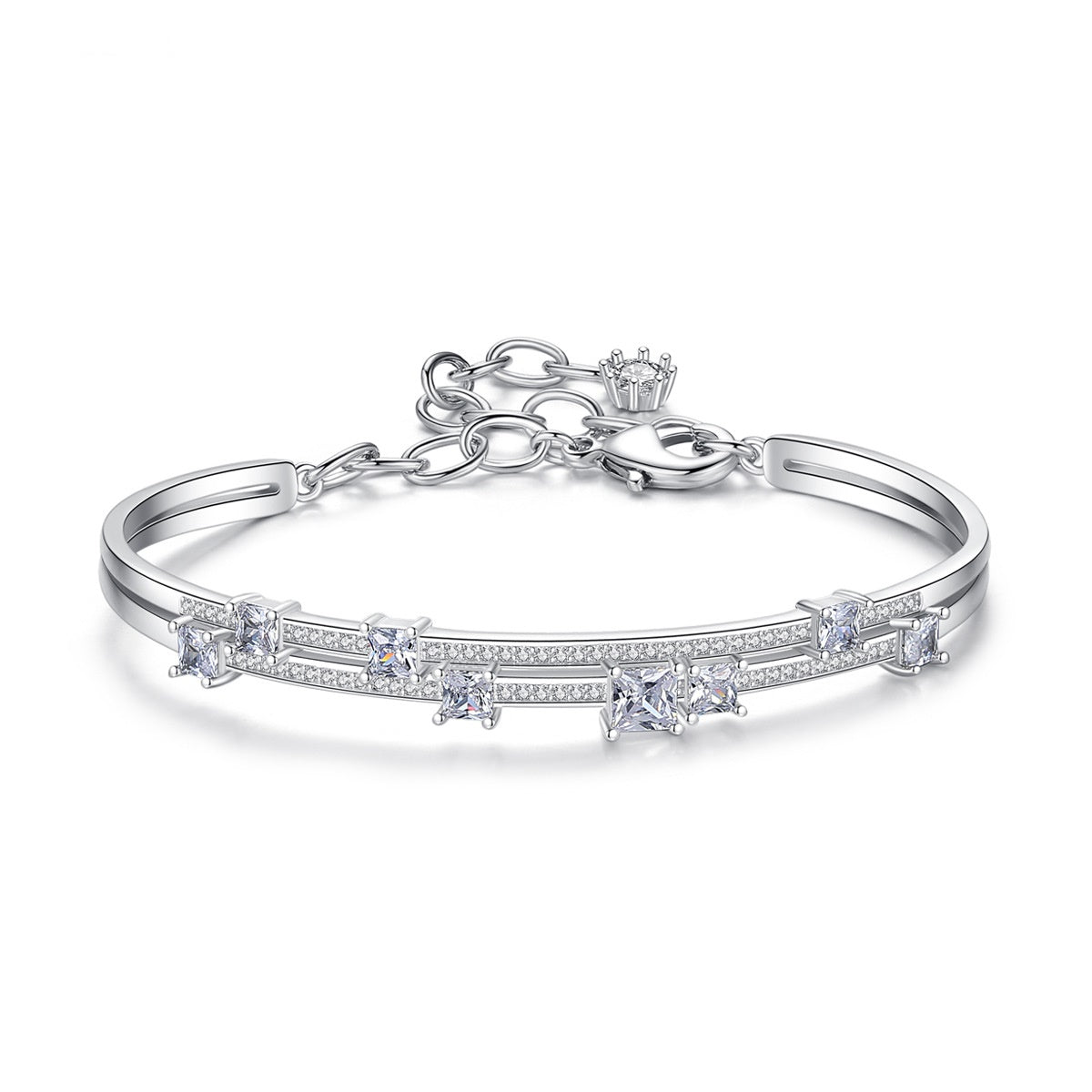 White Gold Plated Cubic Zirconia Bangle Bracelet AAA953