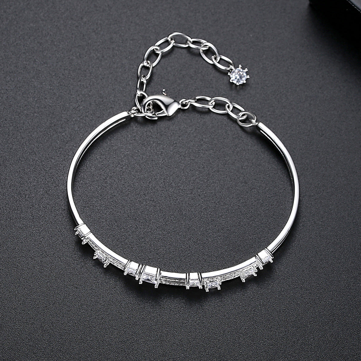 White Gold Plated Cubic Zirconia Bangle Bracelet AAA953