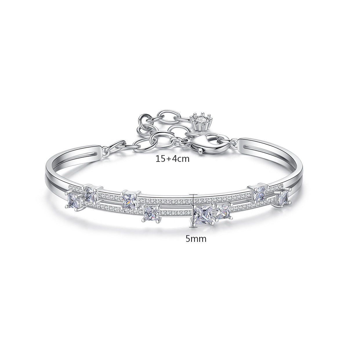 White Gold Plated Cubic Zirconia Bangle Bracelet AAA953