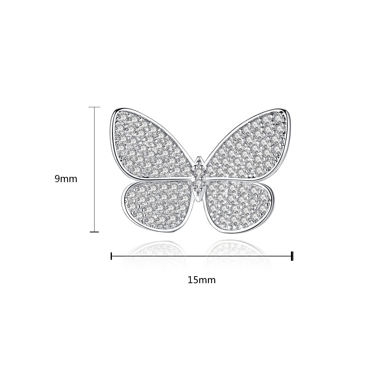 White Gold Plated Cubic Zirconia Butterfly Stud Earrings AAA965