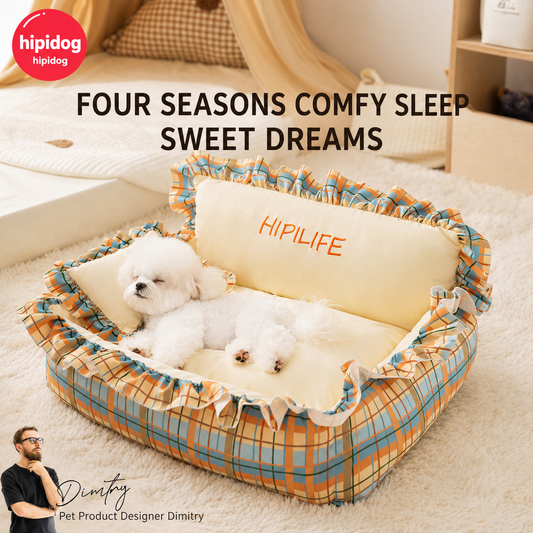 Orthopedic Sofa Pet Bed with Pillow – Comfortable Lounger for Dogs & Cats
