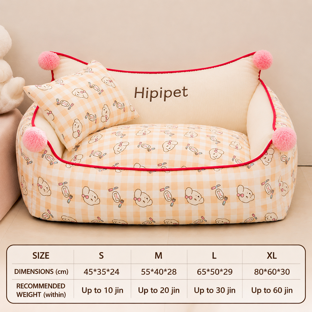 Orthopedic Sofa Pet Bed with Pillow – Comfortable Lounger for Dogs & Cats