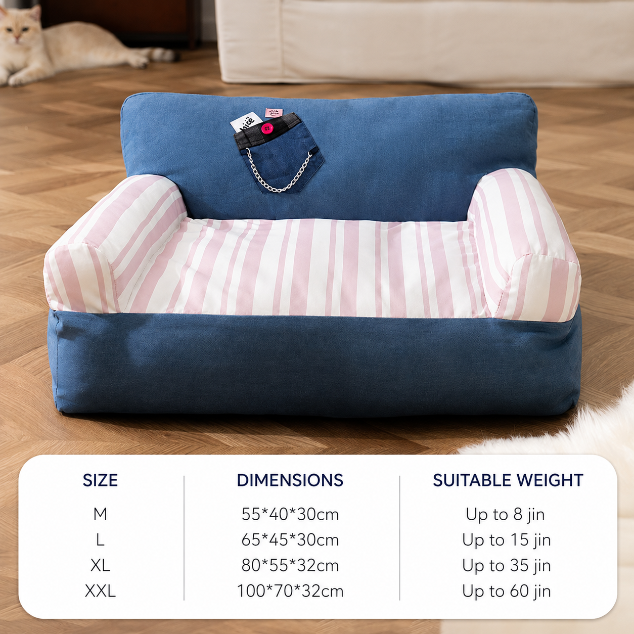 Orthopedic Sofa Pet Bed with Pillow – Comfortable Lounger for Dogs & Cats