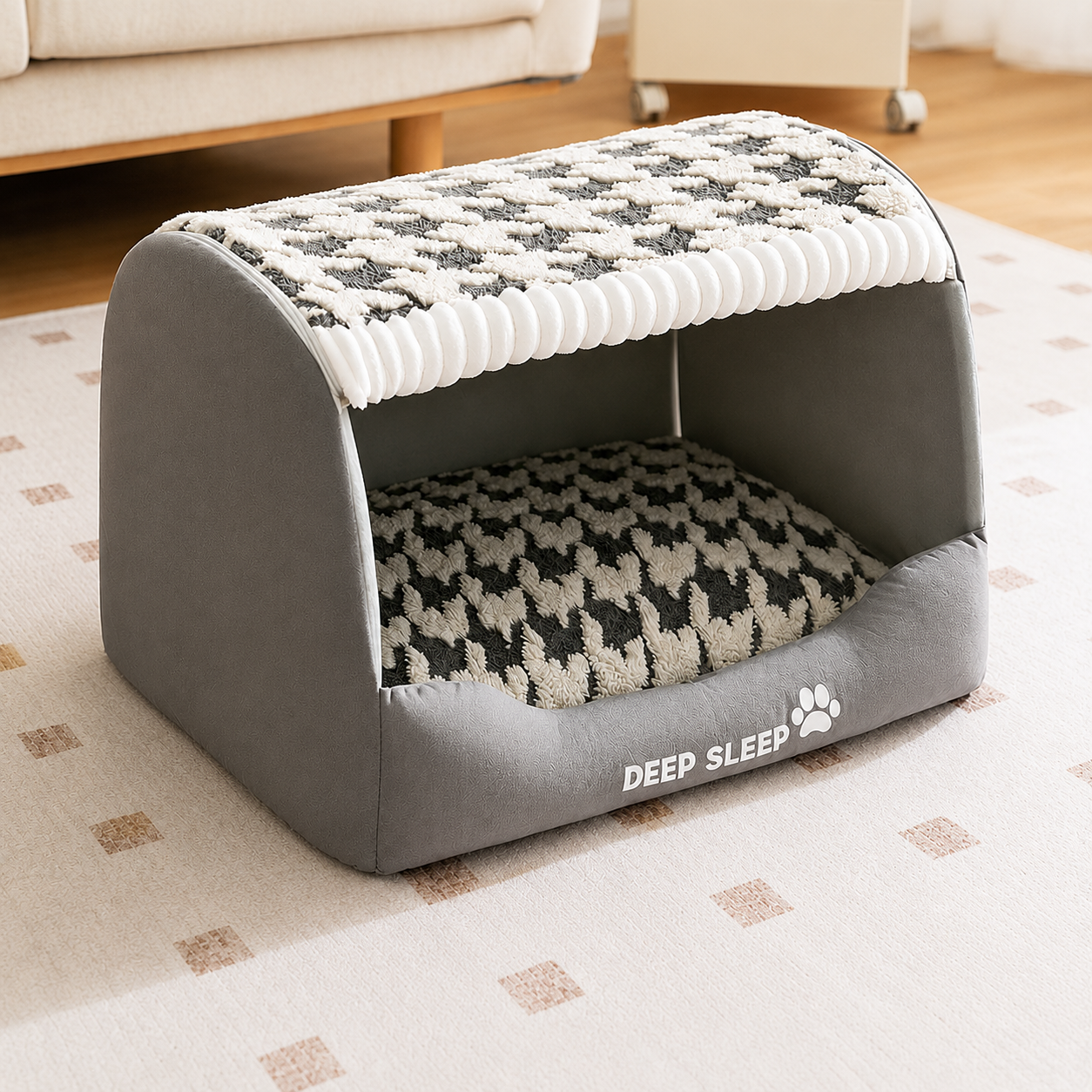 Cozy Cave Dog Bed – Warm Plush Pet House with Removable Cushion for Dogs & Cats