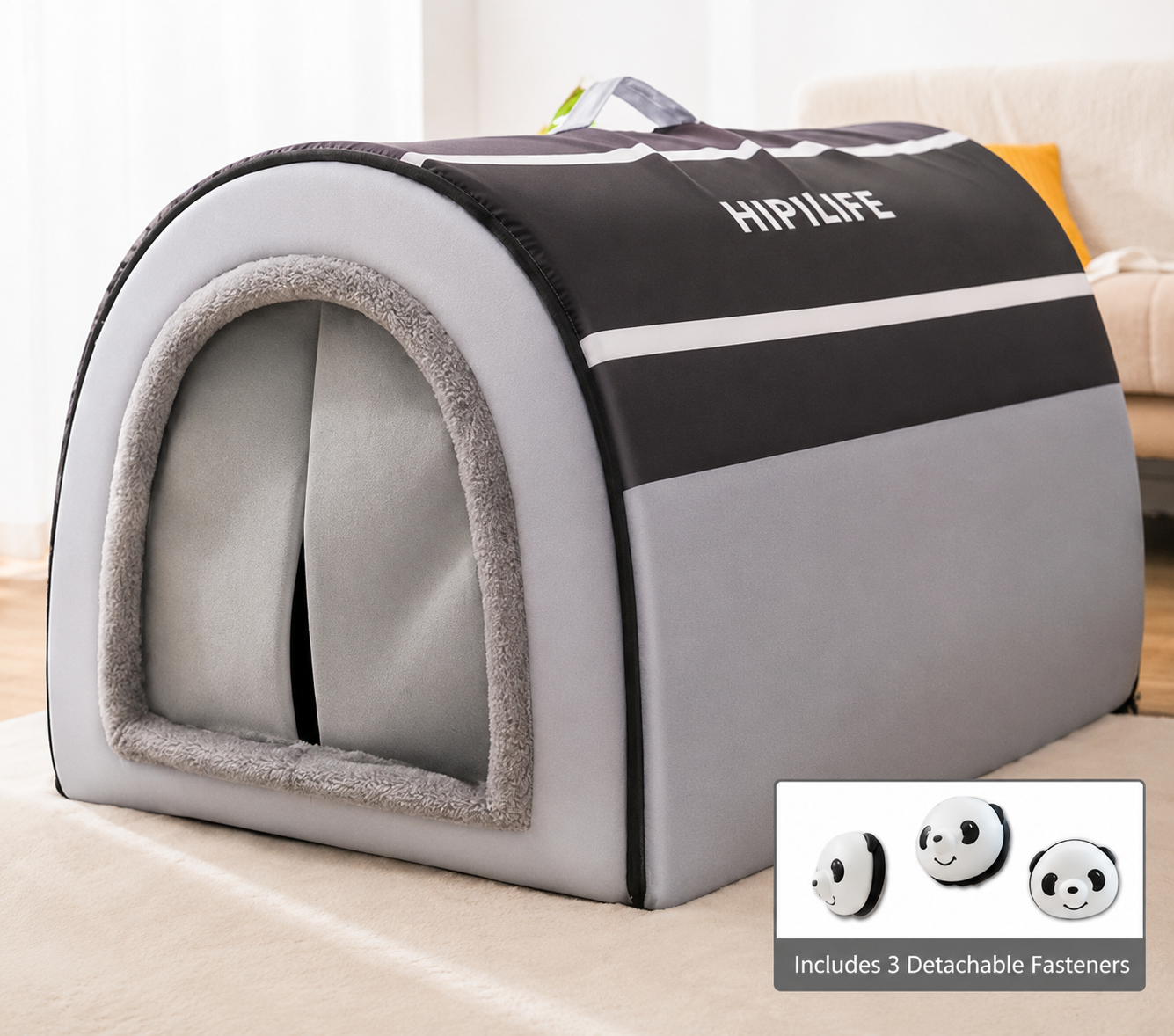 Cozy Cave Dog Bed – Warm Plush Pet House with Removable Cushion for Dogs & Cats