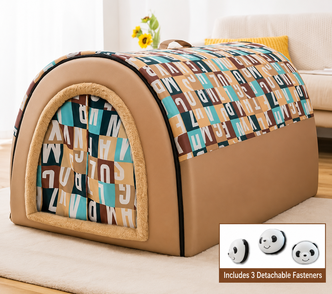 Cozy Cave Dog Bed – Warm Plush Pet House with Removable Cushion for Dogs & Cats