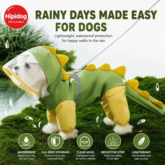 Full Body Waterproof Dog Raincoat | Hooded Pet Rain Jacket