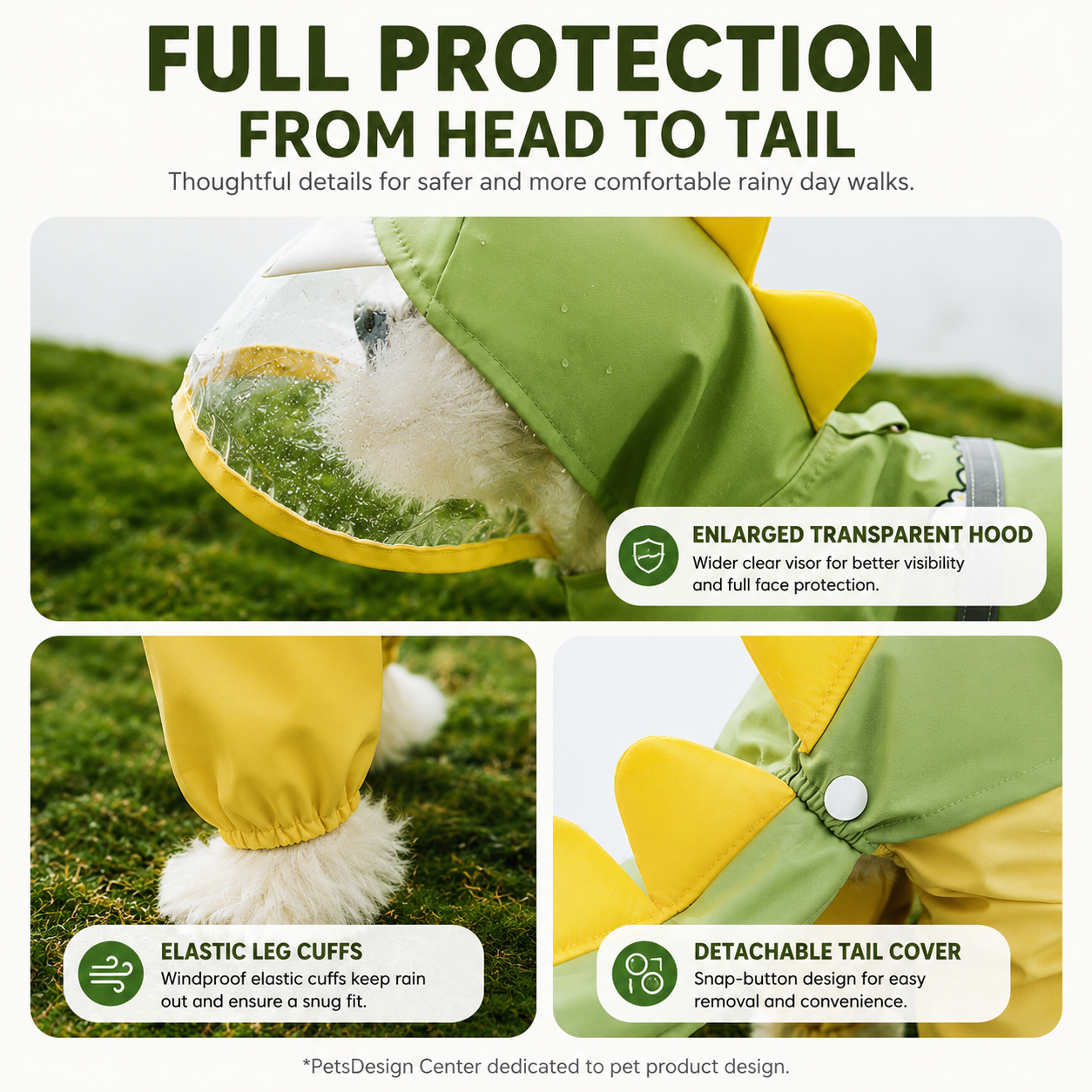 Full Body Waterproof Dog Raincoat | Hooded Pet Rain Jacket