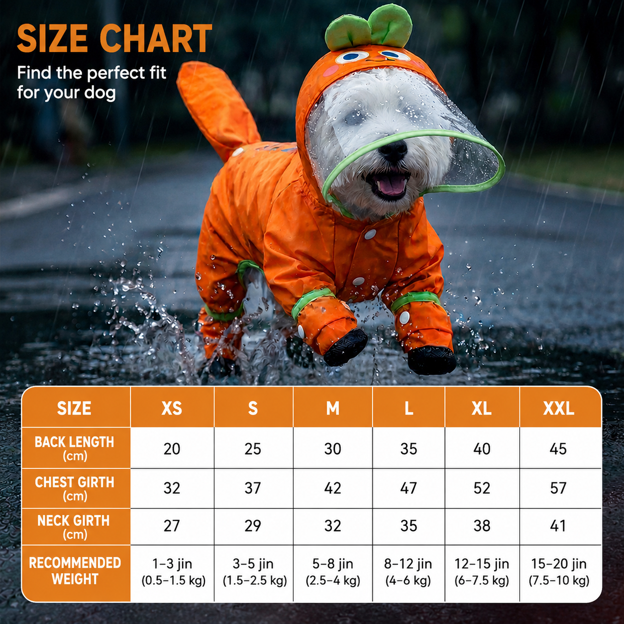 Full Body Waterproof Dog Raincoat | Hooded Pet Rain Jacket