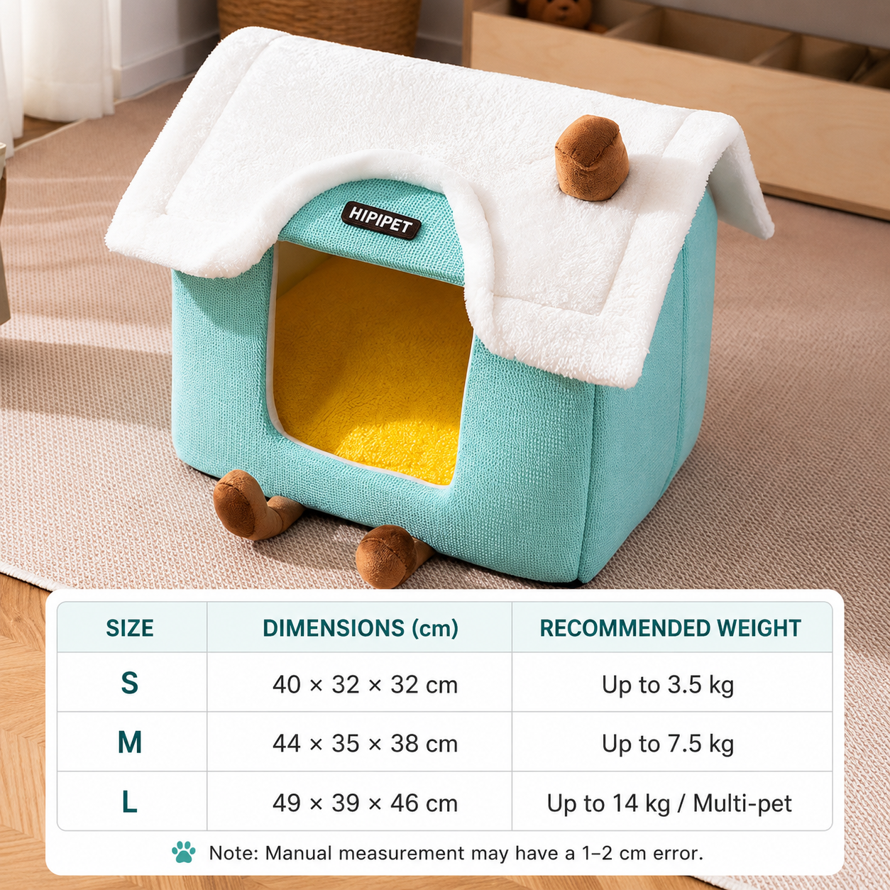 Luxury Plush Cat House Bed – Soft Warm Pet Cave with Roof Design