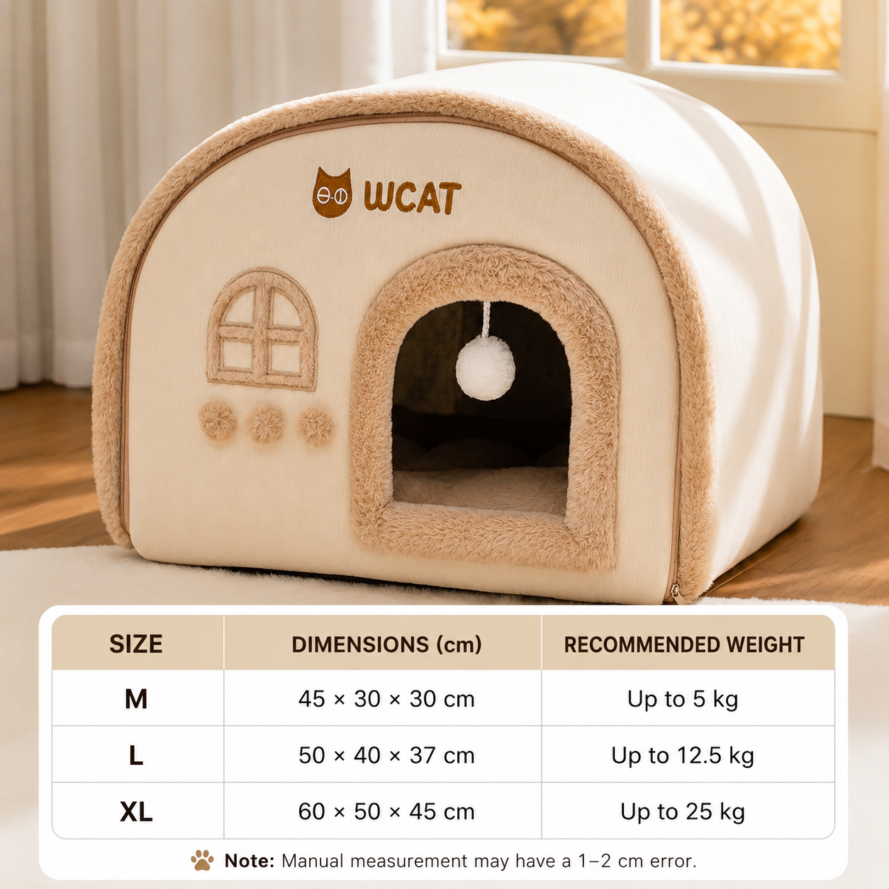 Luxury Plush Cat House Bed – Soft Warm Pet Cave with Roof Design