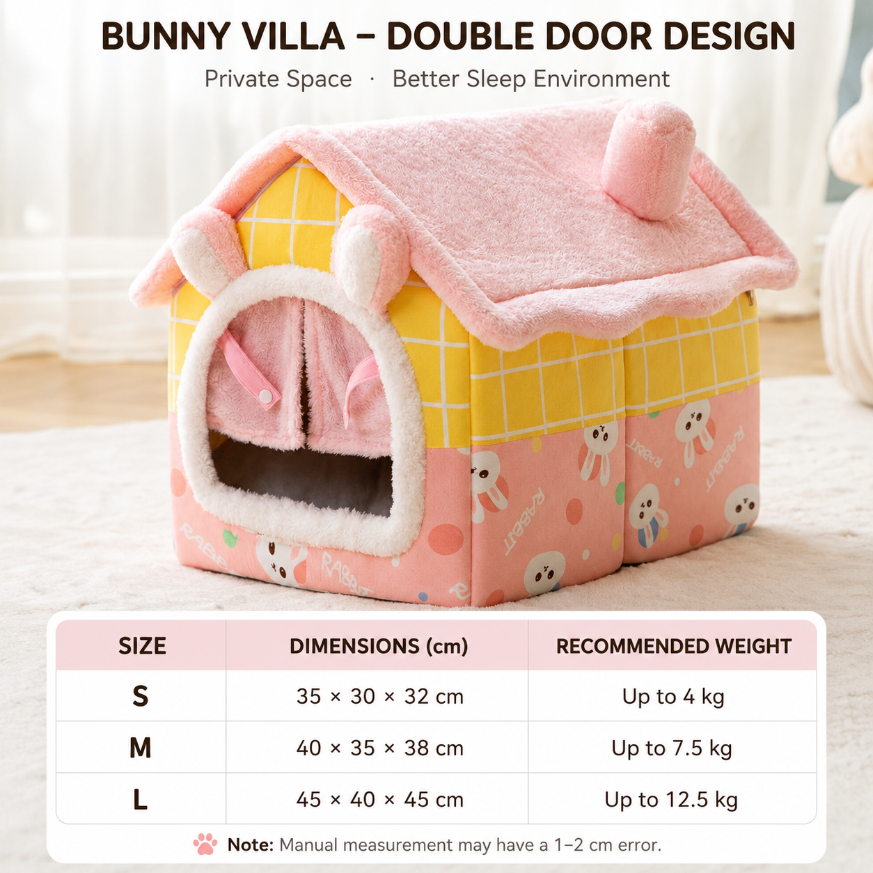 Luxury Plush Cat House Bed – Soft Warm Pet Cave with Roof Design