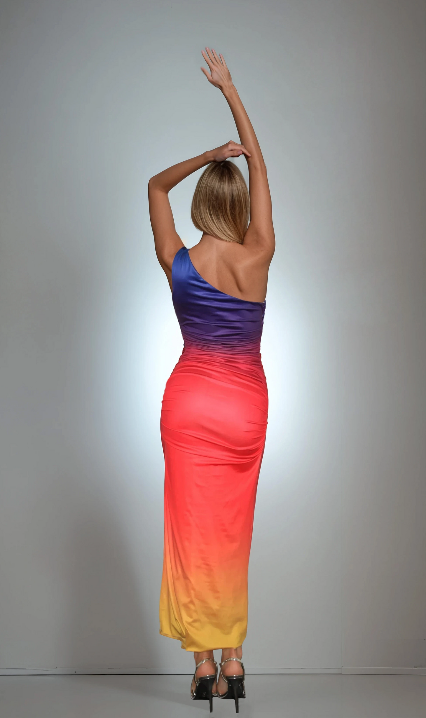 Sunset Ombre One-Shoulder Maxi Dress NDS-031