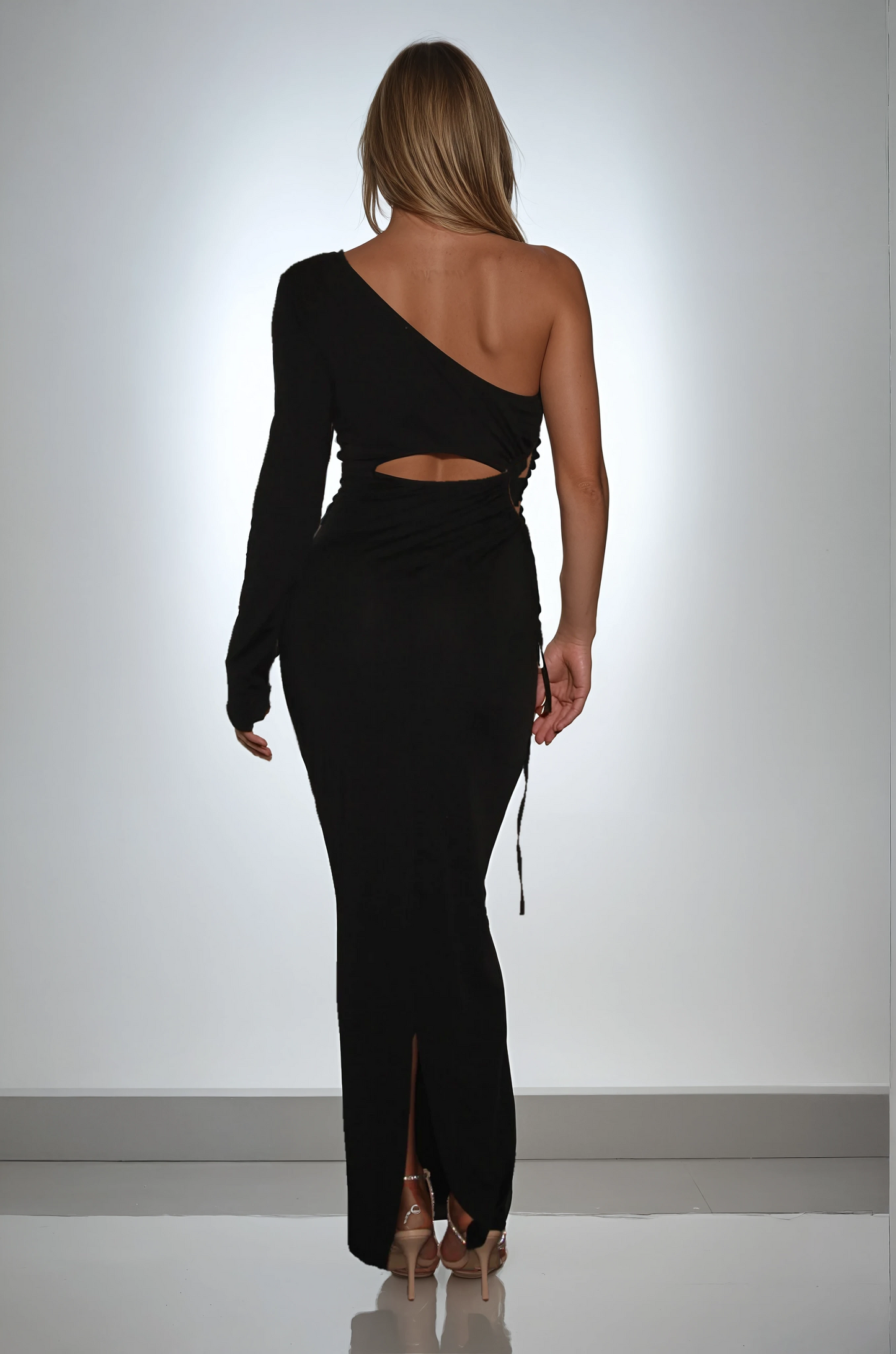 One-Shoulder Cut-Out Maxi Dress with Twist Detail NDS-003