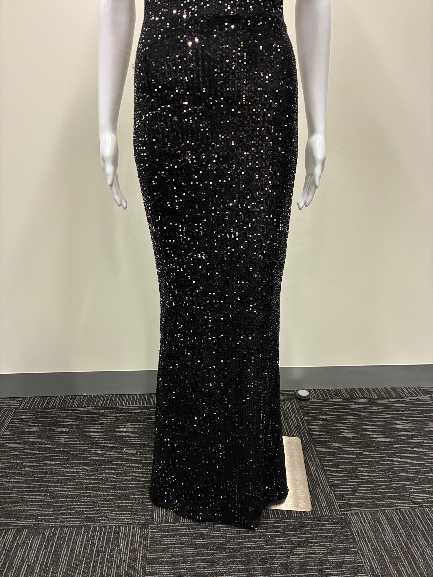 Sequin Halter Plunge Backless Maxi Dress NDS-009