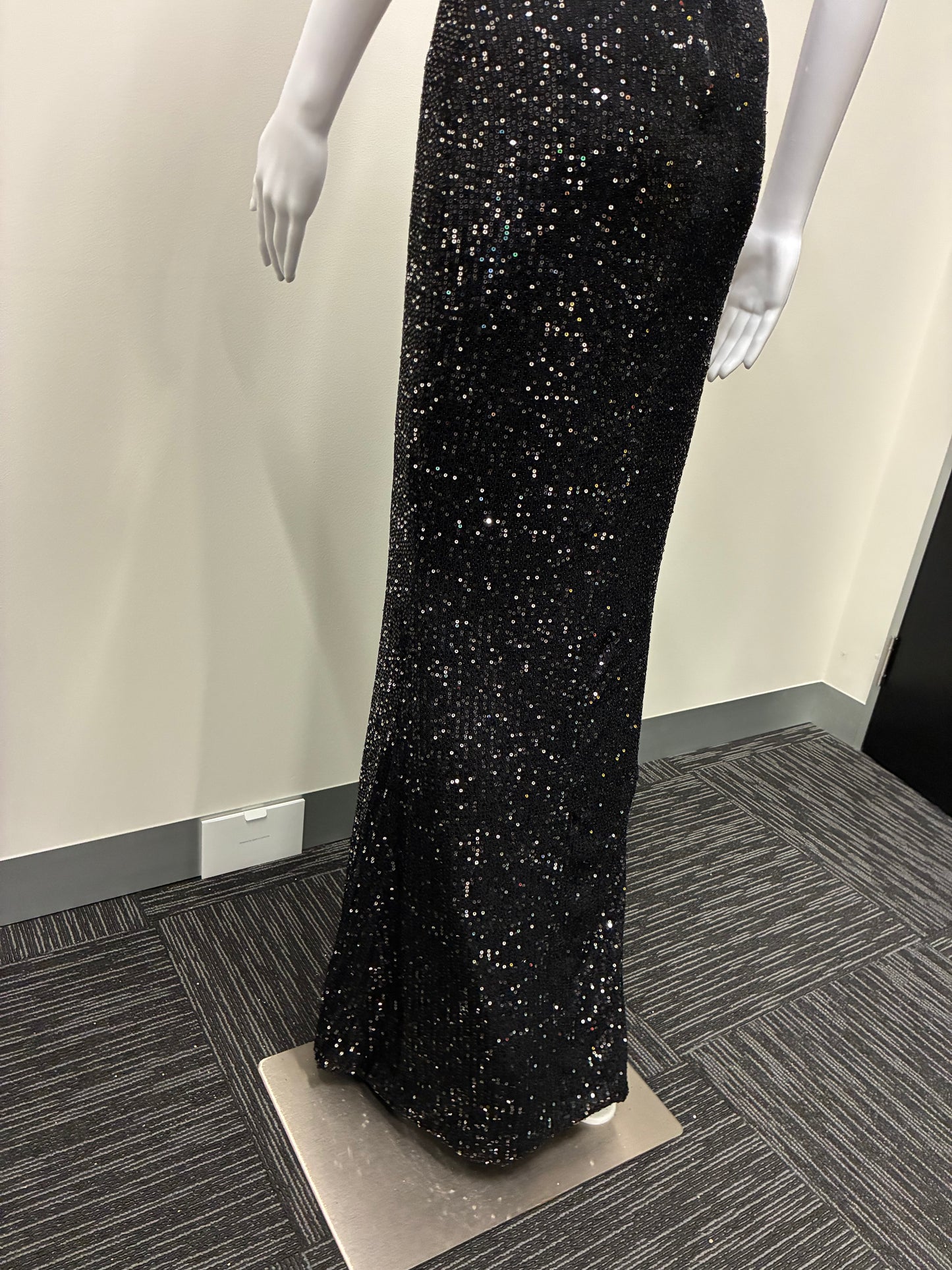 Sequin Halter Plunge Backless Maxi Dress NDS-009