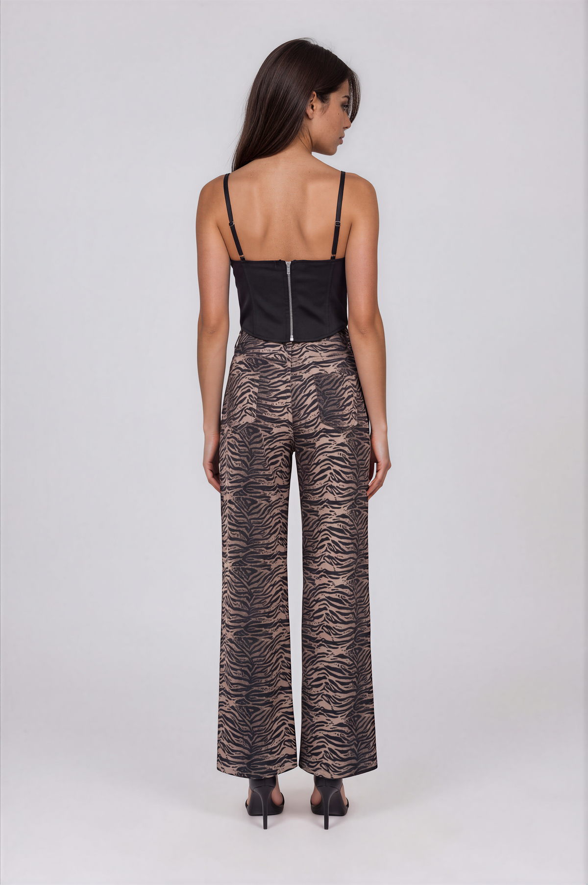 Zebra Wide-Leg Pants High-Waisted Animal Print Trousers NDS-078