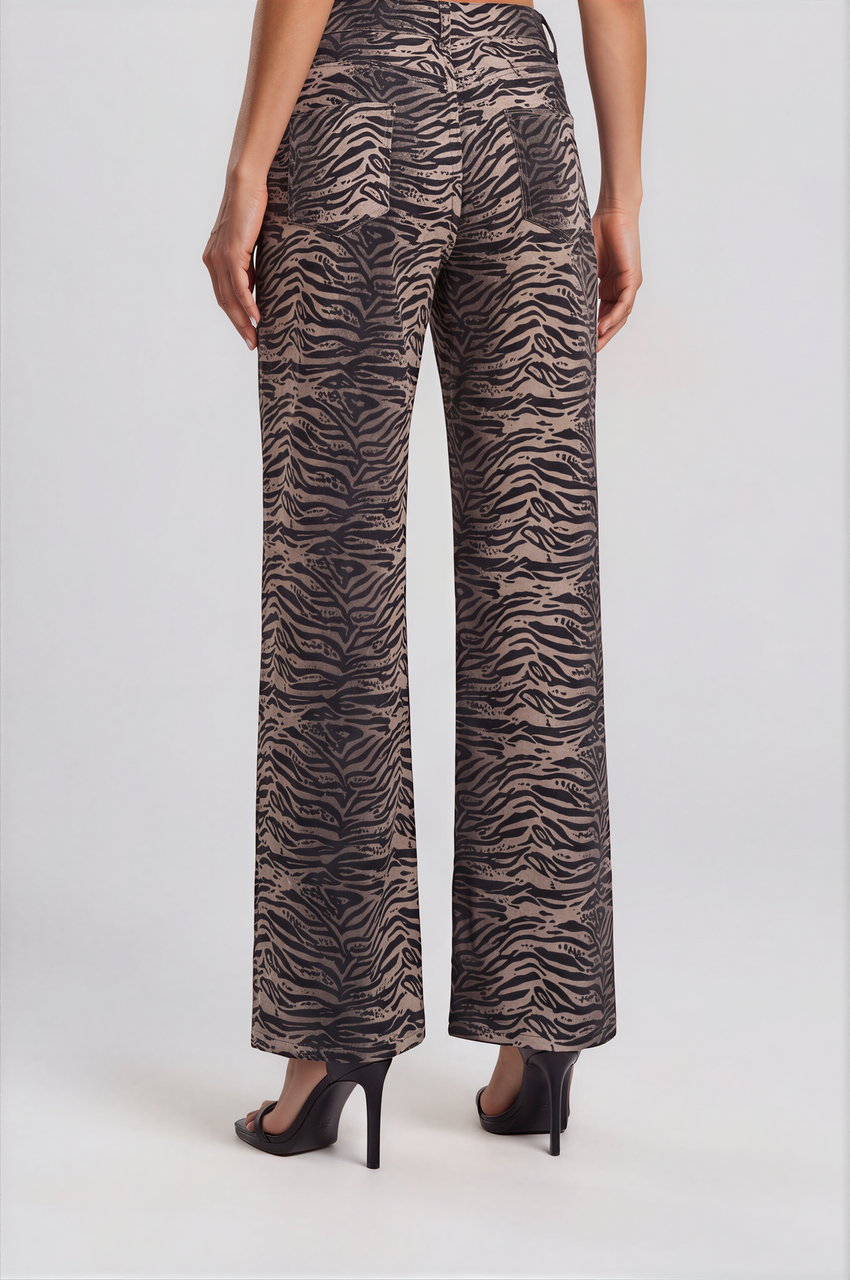 Zebra Wide-Leg Pants High-Waisted Animal Print Trousers NDS-078