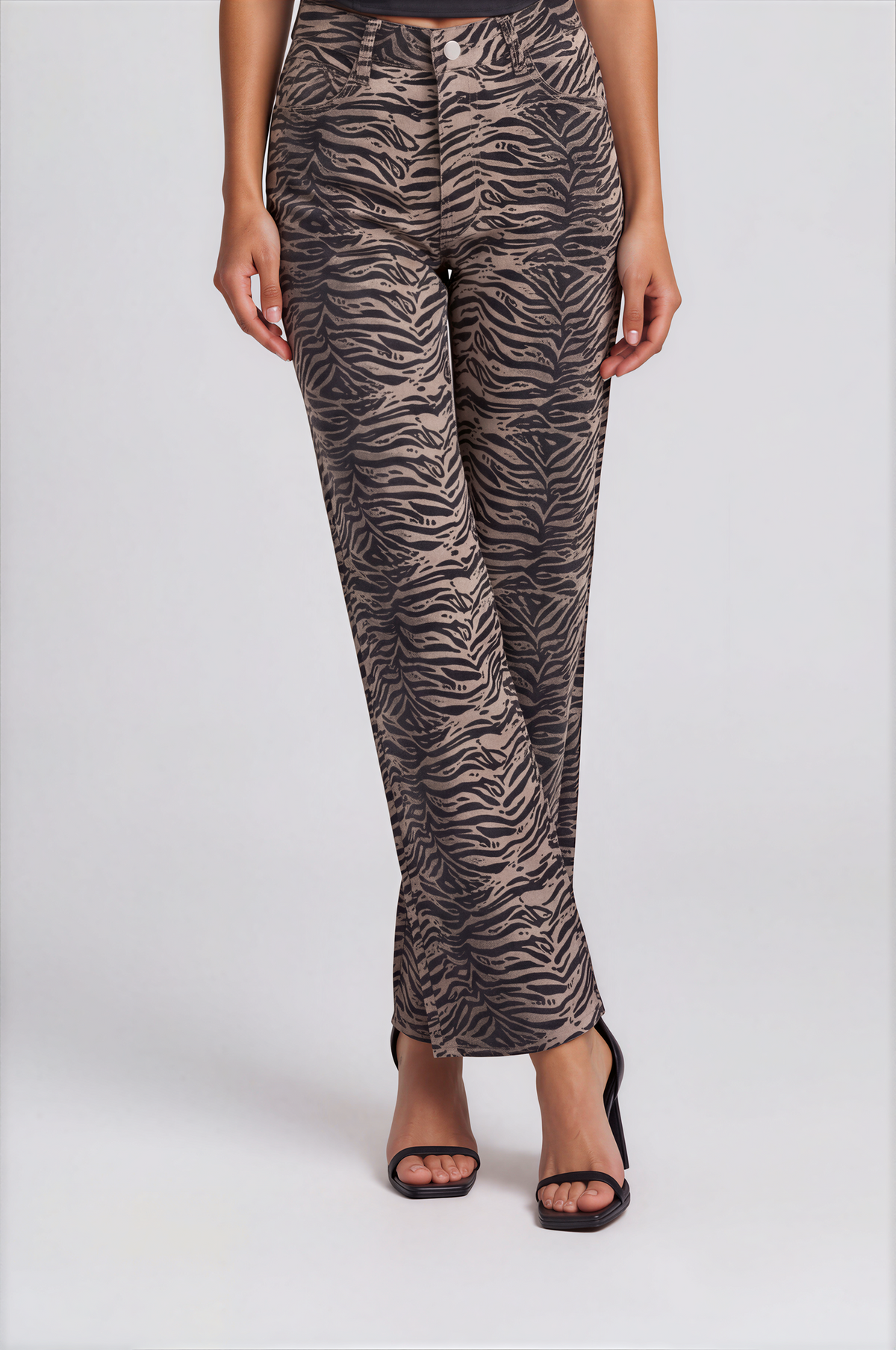 Zebra Wide-Leg Pants High-Waisted Animal Print Trousers NDS-078