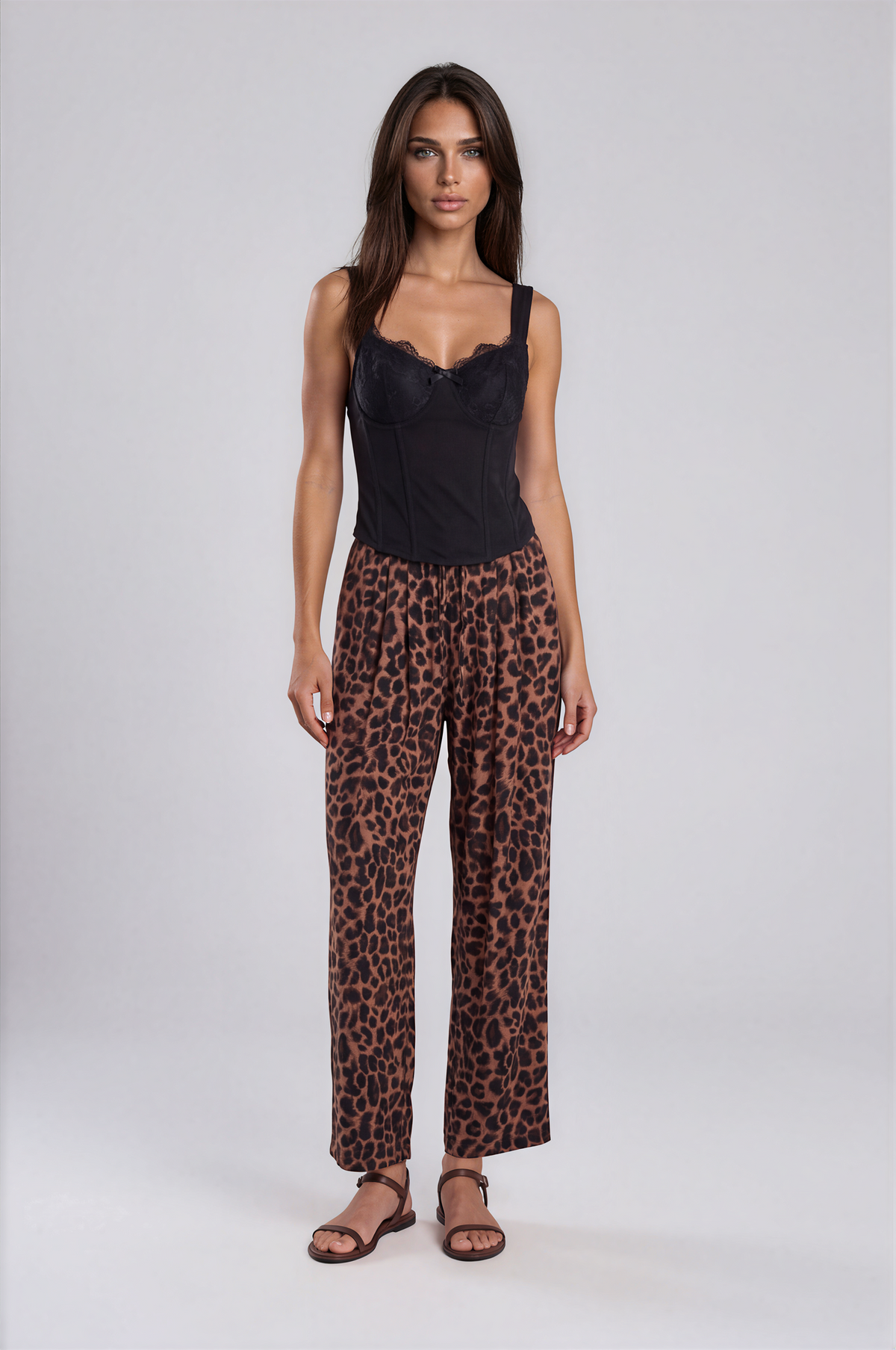 Women’s Leopard Print Wide-Leg Pants NDS-065