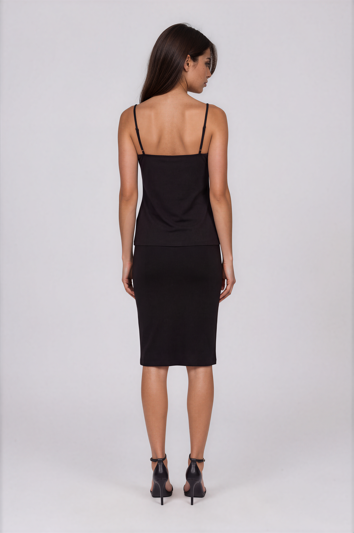 Black Cross-Neck Halter Top with Silver Pendant Detail NDS-054