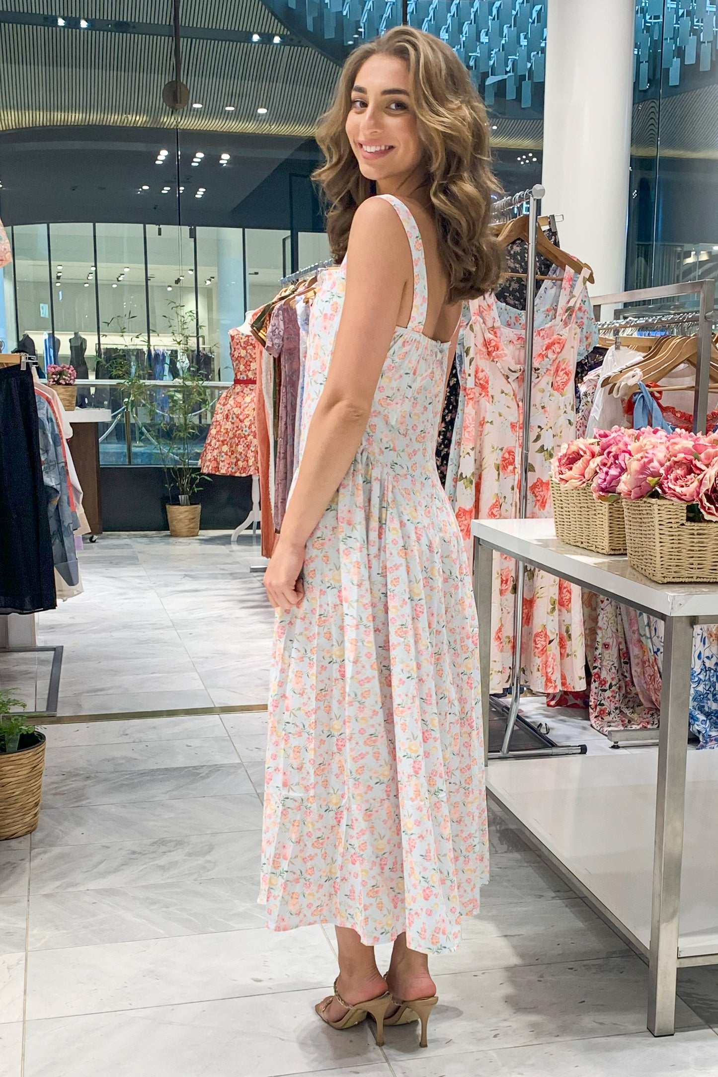 Floral Elegance: Sleeveless Maxi Dress CR1124-013
