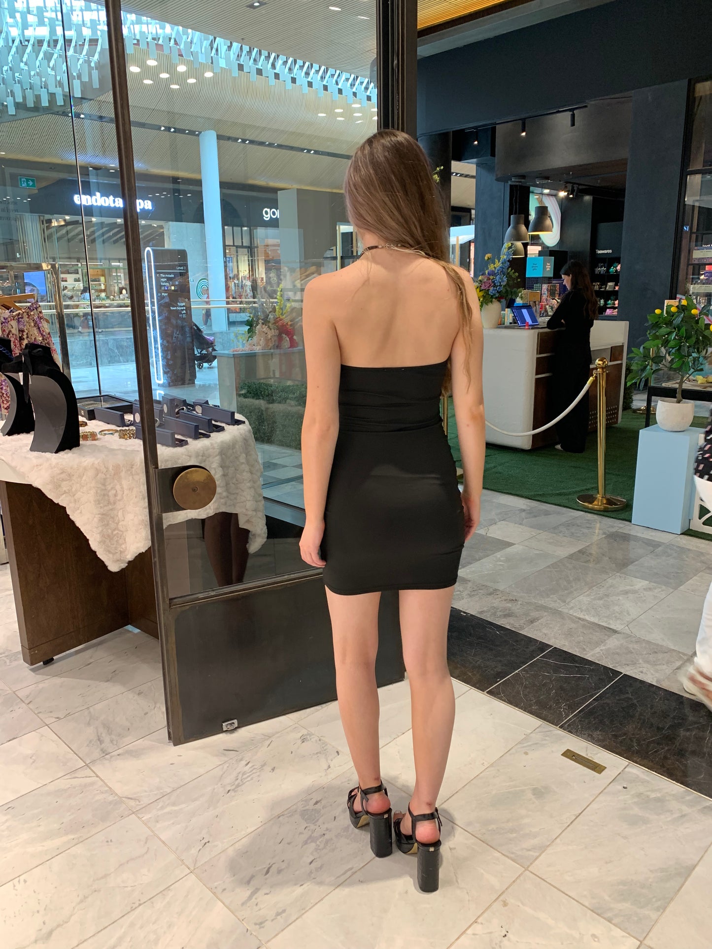 Sleek Black Mesh Panel Mini Dress CR1124-030