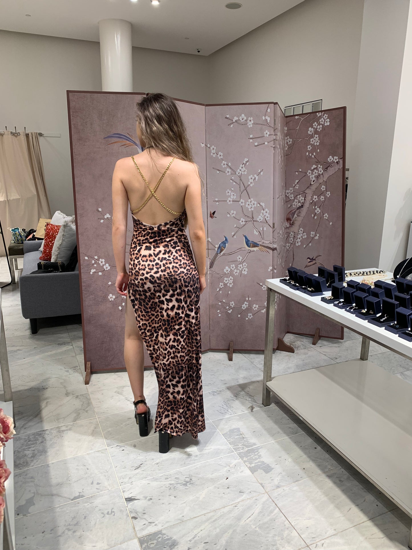Leopard Print High-Slit Evening Dress CR1124-032