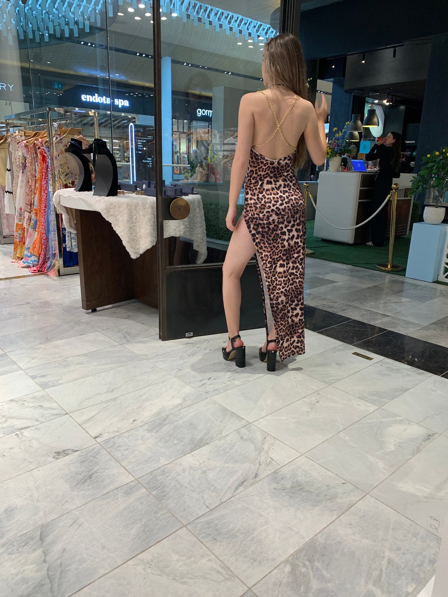 Leopard Print High-Slit Evening Dress CR1124-032