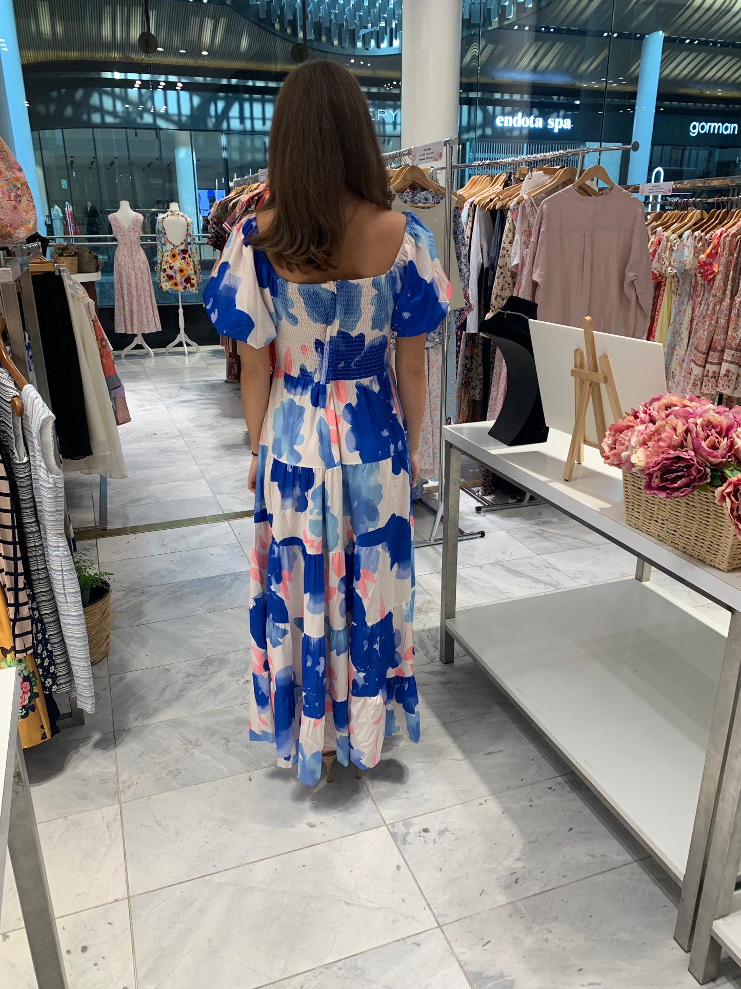 Watercolor Maxi Dress with Flutter Sleeves CR1124-037