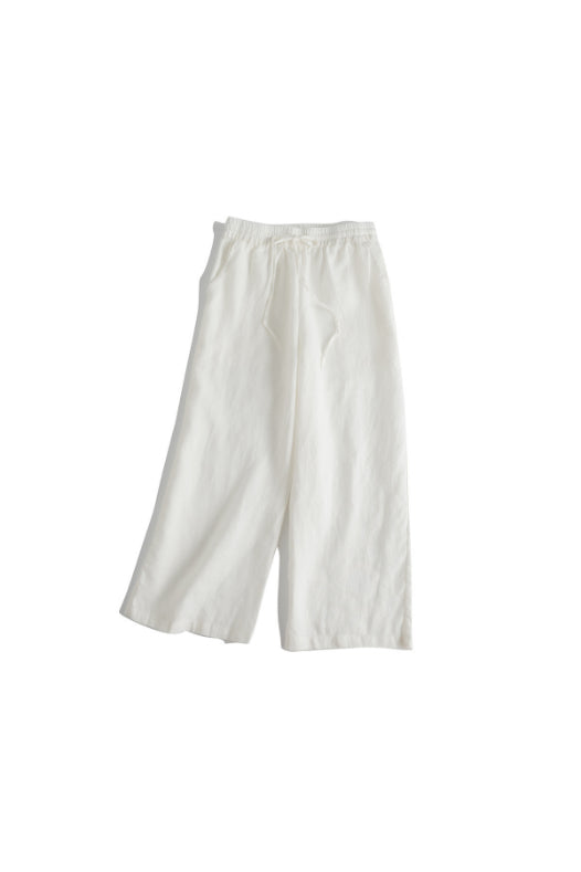 Casual Wide-Leg Linen Pants with Drawstring CRLinen1124-041