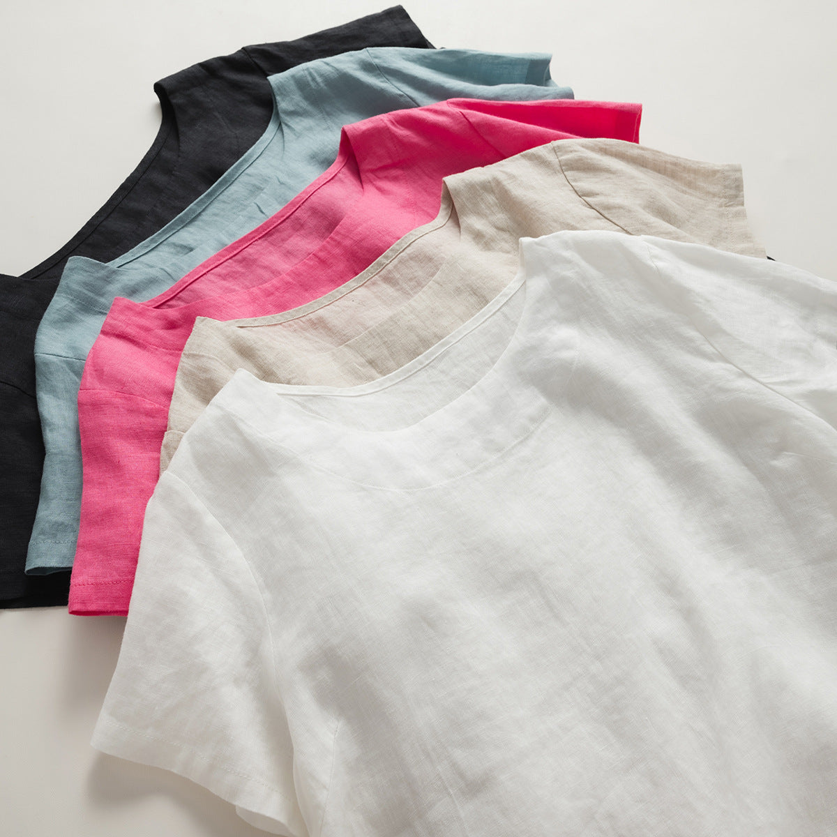 Casual Linen Short-Sleeve Top CRLinen1216-064